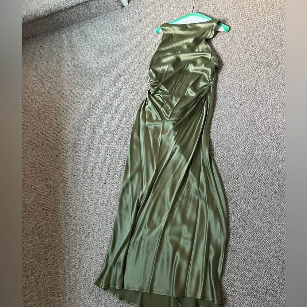 Reformation Casette Silk Dress -Artichoke size 10 - Picture 6 of 7
